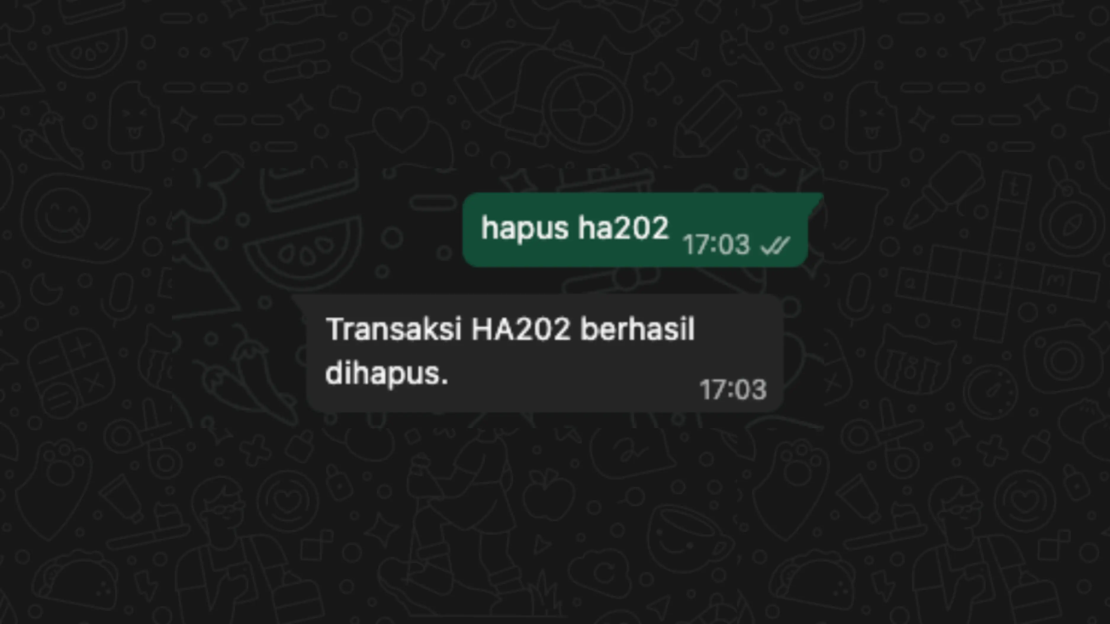 Placeholder gambar untuk Pakai perintah delete atau hapus + ID transaksi.